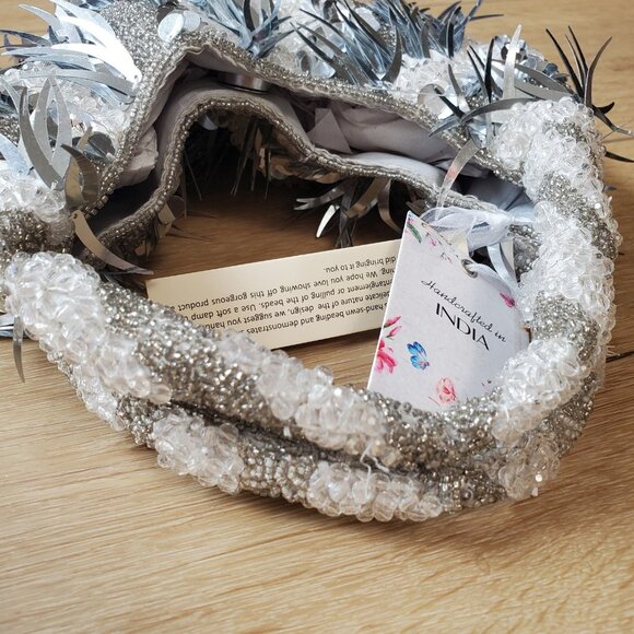 Handcrafted in India Beaded Bag TJMaxx Viral TikTok RARE White Silver Gray - Picture 12 of 16